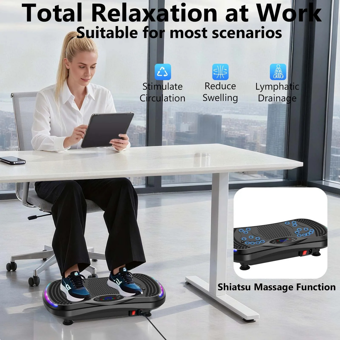 Plaque Vibrante LED RGB — Fitness & Massage Shiatsu à Domicile